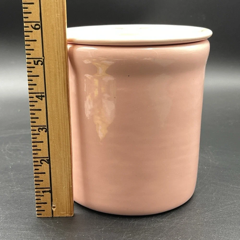 Gaetano Pottery Calif USA Peach Coral Tea Sugar Canister w Lid Vintage